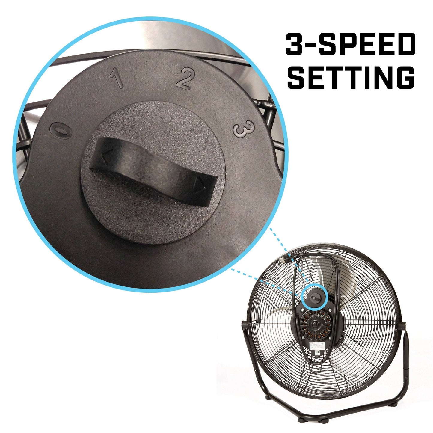 B-Air Firtana 20" High Velocity Electric Garage Floor Fan for Industrial and Home Use with 3-Speeds and Tilt Adjustable Fan Head, SAFF-20, Black