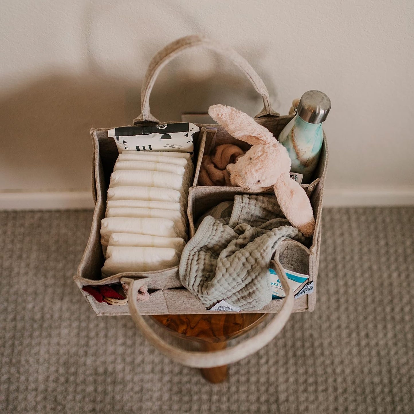Parker Baby Co. Diaper Caddy Gift Set - Large & Regular Nursery Storage Bins | Car Organizer - Oatmeal