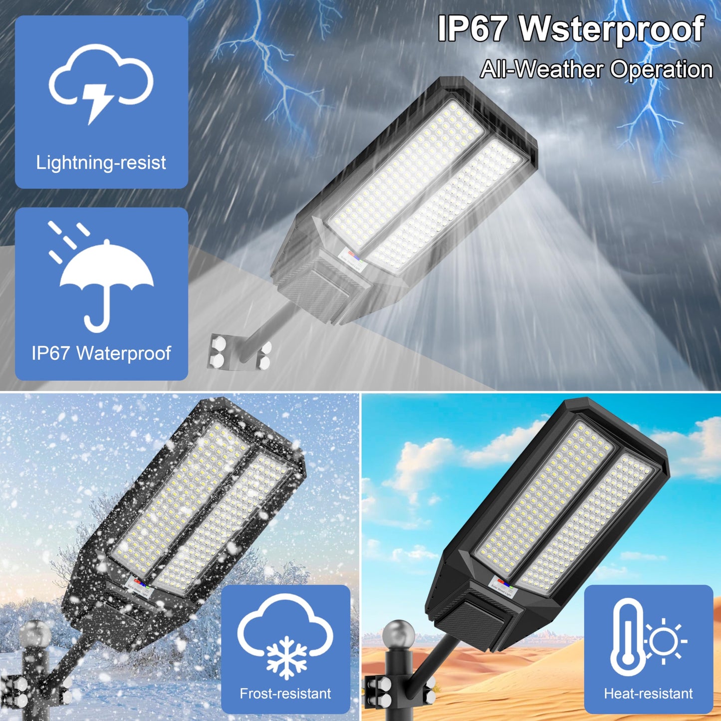 loyoele Ultra-Bright Solar Street Light with Motion Sensor, 11000W Commercial Outdoor Solar Security Light, IP67 Waterproof, Dusk-to-Dawn LED Flood Light for Yard, Parking Lot, Driveway, Barn, Garden