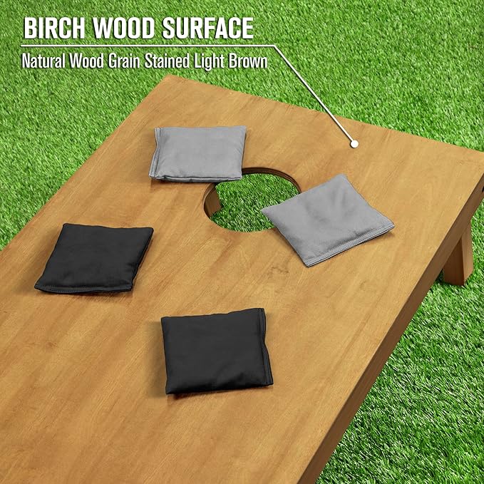 GoSports 4 ft x 2 ft Regulation Size Wooden Cornhole Boards Set - Includes Carrying Case - Full Regulation Size Bean Bag Toss Boards