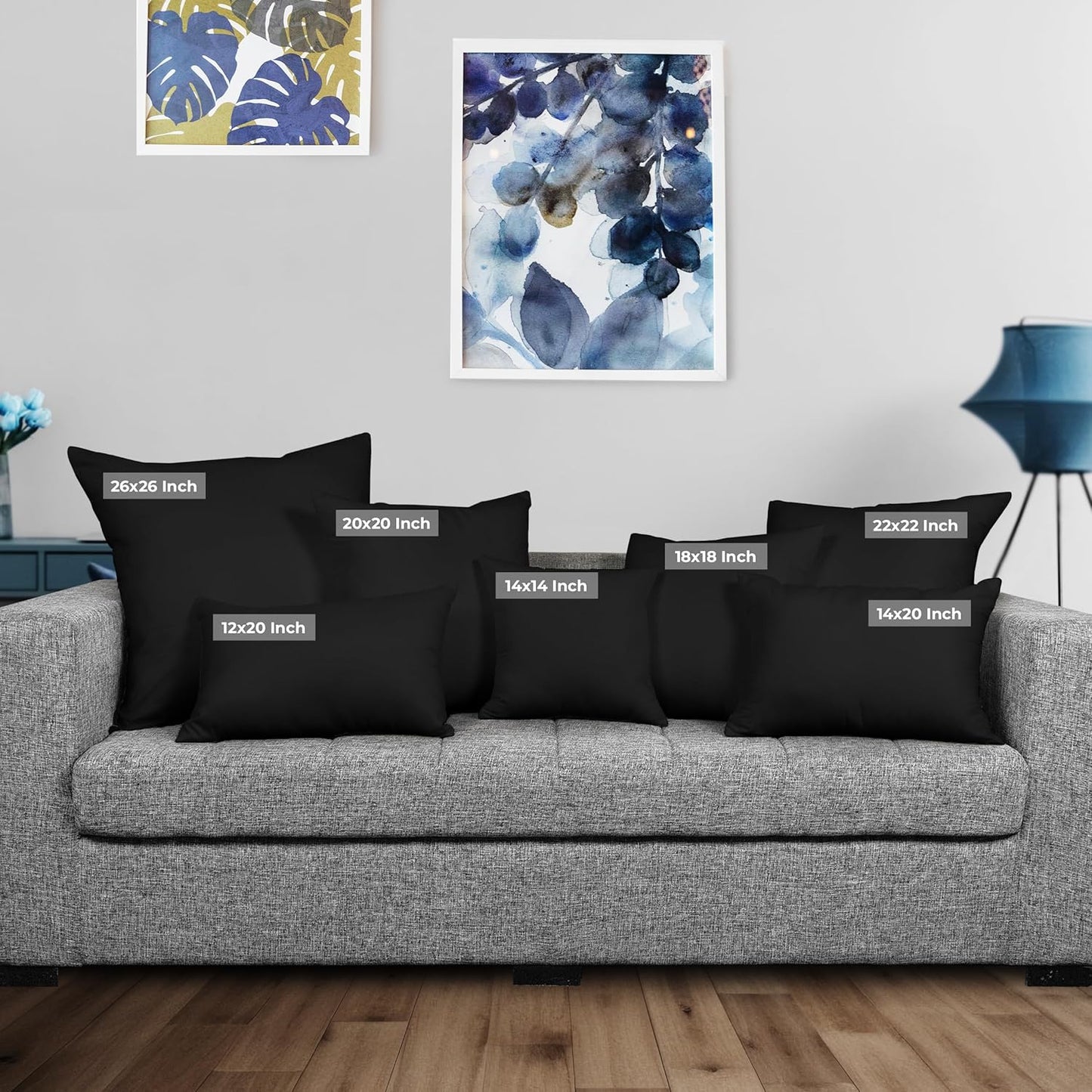 Utopia Bedding Pillow Inserts - Set of 2, 18x18 Black Decorative Cushions for Sofa & Bed - Soft & Fluffy