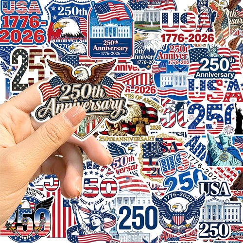 250 Anniversary USA Stickers - Waterproof Vinyl Decals for Laptops, Water Bottles, Phones & More
