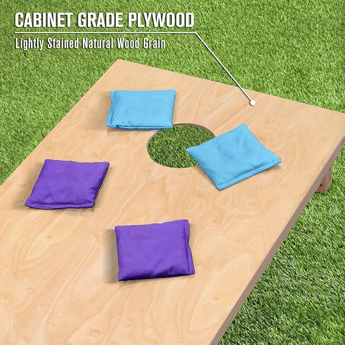GoSports Regulation Size Wooden Cornhole Set with Natural Wood Finish - Includes Carrying Case