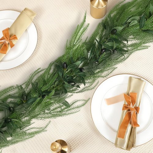 2026New 6FT Christmas Garland Norfolk Pine Garland Olive Garland Vine Wreath Real Touch Artificial Faux Greenery Wreath, for Table, Mantle, Wall, Indoor, Outdoor Christmas Decorations (1PC)