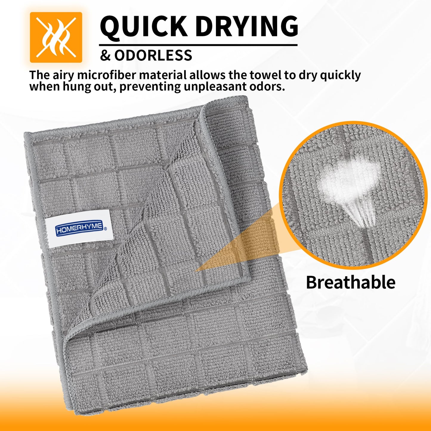 HOMERHYME Hand Towels, 12 Pack 25''*15'' Gym Towels, Grey Quick Dry Lint Free Soft Absorbent Bulk Checkered Fingertip Washcloths Bath Towels for Bathroom Kitchen Salon Workout Shower