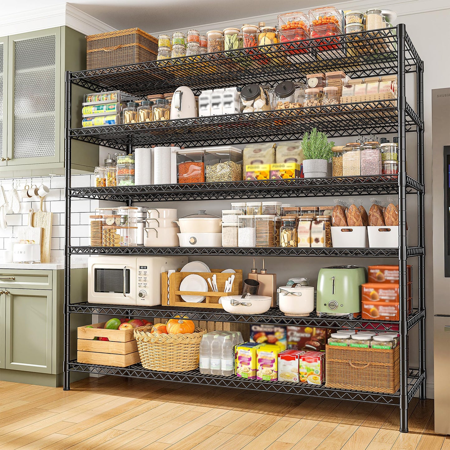 REIBII 83" H Storage Shelves 3840LBS Metal Shelving Unit 6 Tier Wire Shelving Commercial Adjustable Garage Shelving Heavy Duty for Storage Rack for Pantry, Garage, Kitchen, 83" H x 55.5" W x 18" D