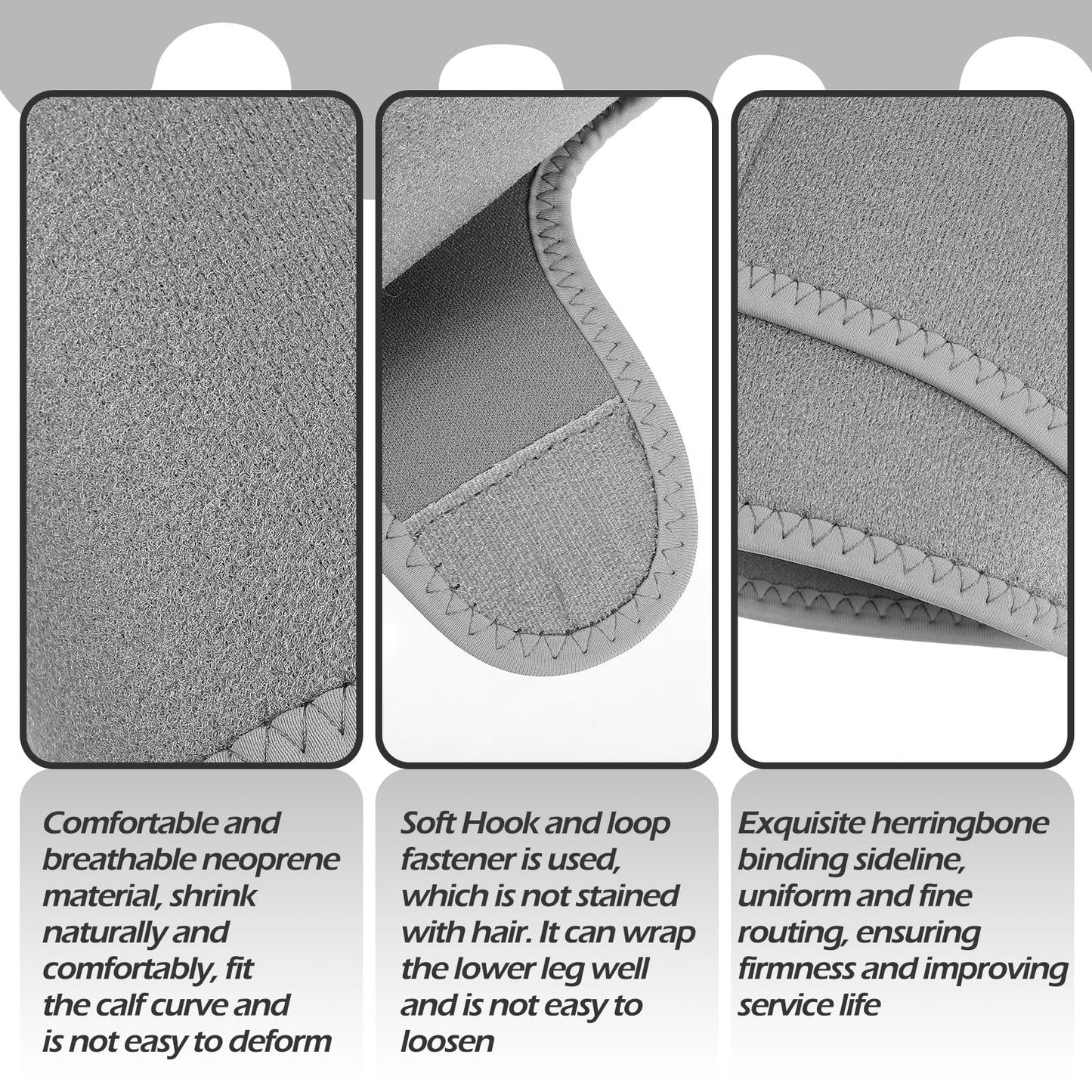 Chivao 2 Pairs Calf Brace Adjustable Shin Splint Support Lower Leg Compression Wrap Calf Sleeves for Men Women Pain Relief, Increases Circulation Reduces, Muscle Swelling(Gray, Black)