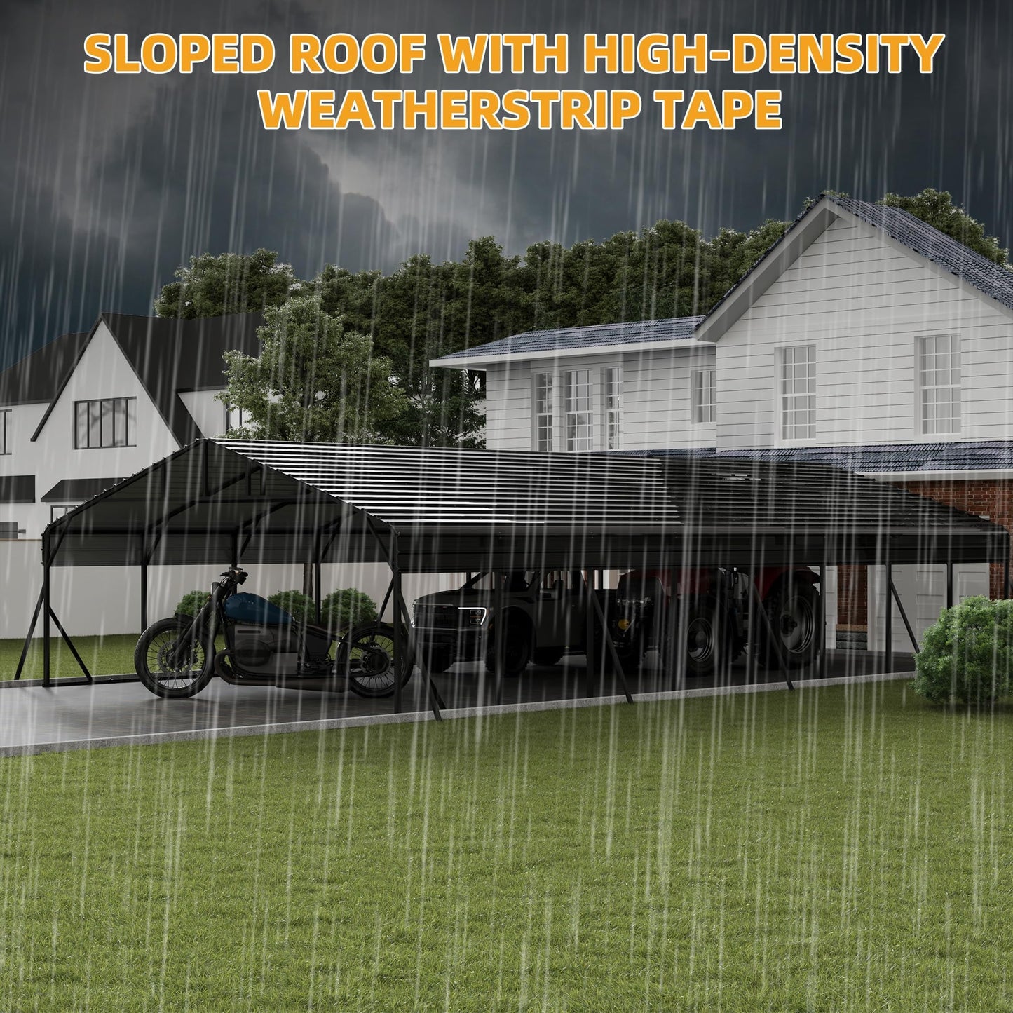 20x40 FT Metal Carport Kits with Galvanized Steel Roof, Heavy Duty Metal Roof Carport with Enhanced Base, Car Garage for Truck, Pickup, SUV, Tractor, and Boat