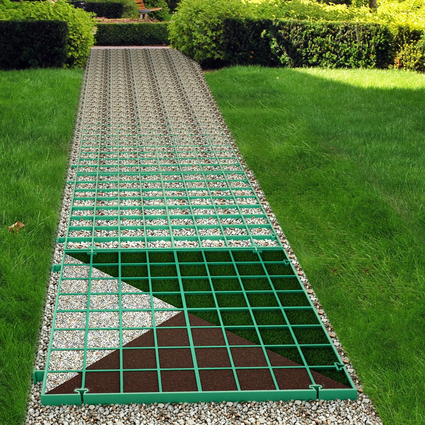 Briwooody 16 x 16 Inch Permeable Pavers Gravel Grid Rv Parking Pad for Outside Walkway Driveway Patio Lawn Grass Shed Base Outdoor DIY(Green,12 Pcs)