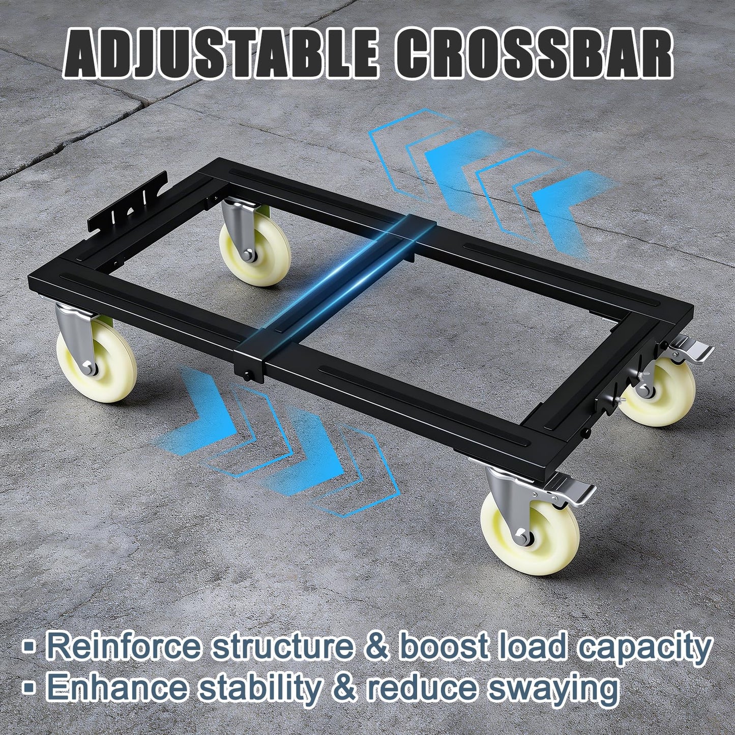 2 Set Furniture Moving Dolly 2300LBS Capacity, Heavy Duty Dolly Cart with 5" Wheels, 31"x17" Flat Dolly with Anti-Slip Strip & Reinforced Crossbar, Easily Moves Heavy Furniture & Building Material