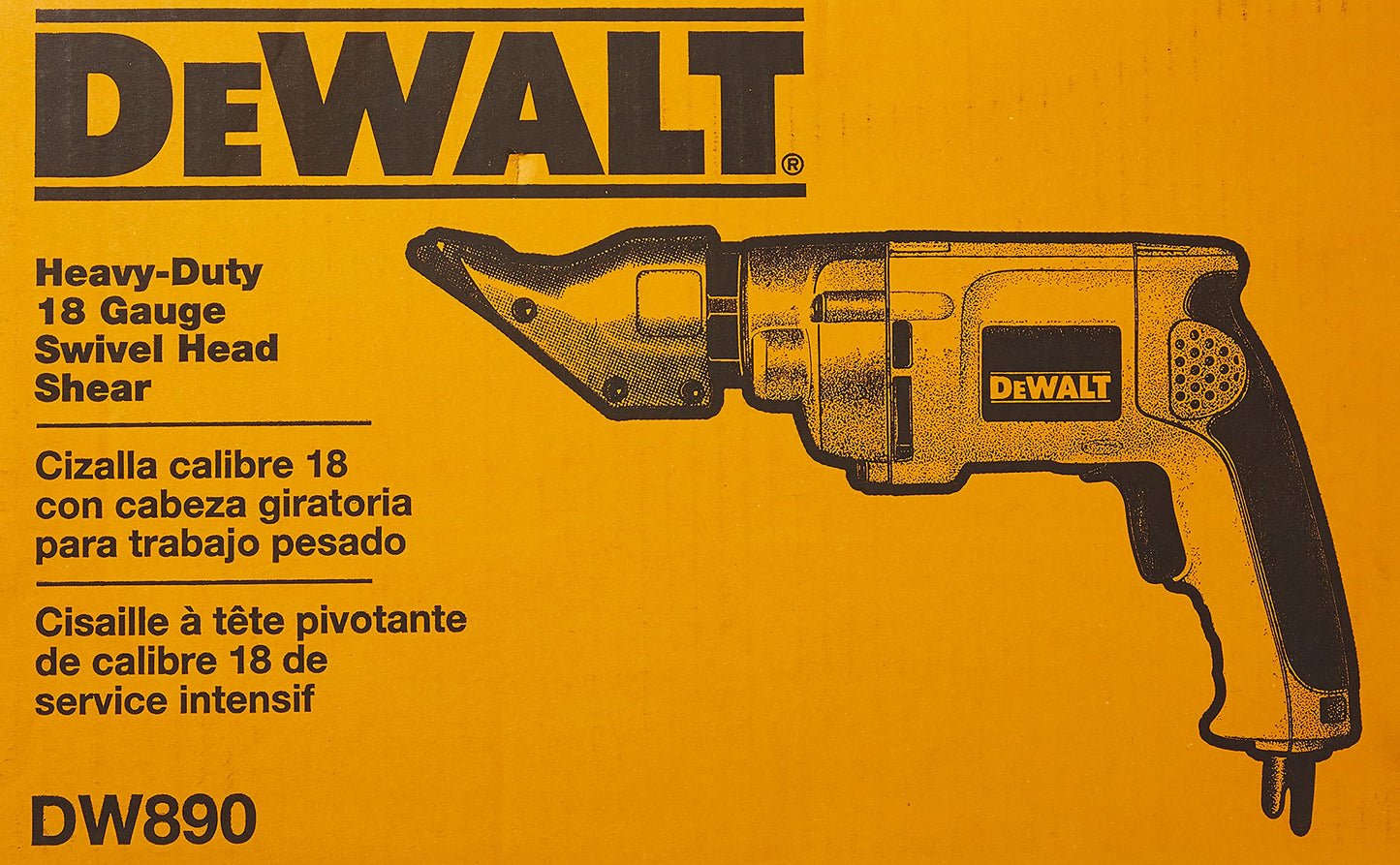 DEWALT Metal Shear, Swivel Head, 18GA (DW890) , Yellow