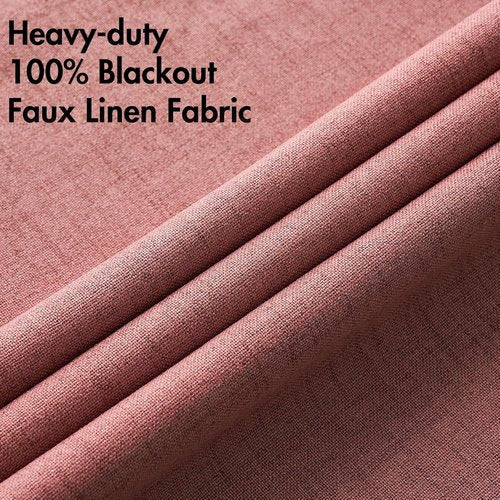 MIULEE Blackout Linen Textured Curtains - Thermal Insulated Dusty Rose Drapes | 52 x 108 Inch (2 Panels)