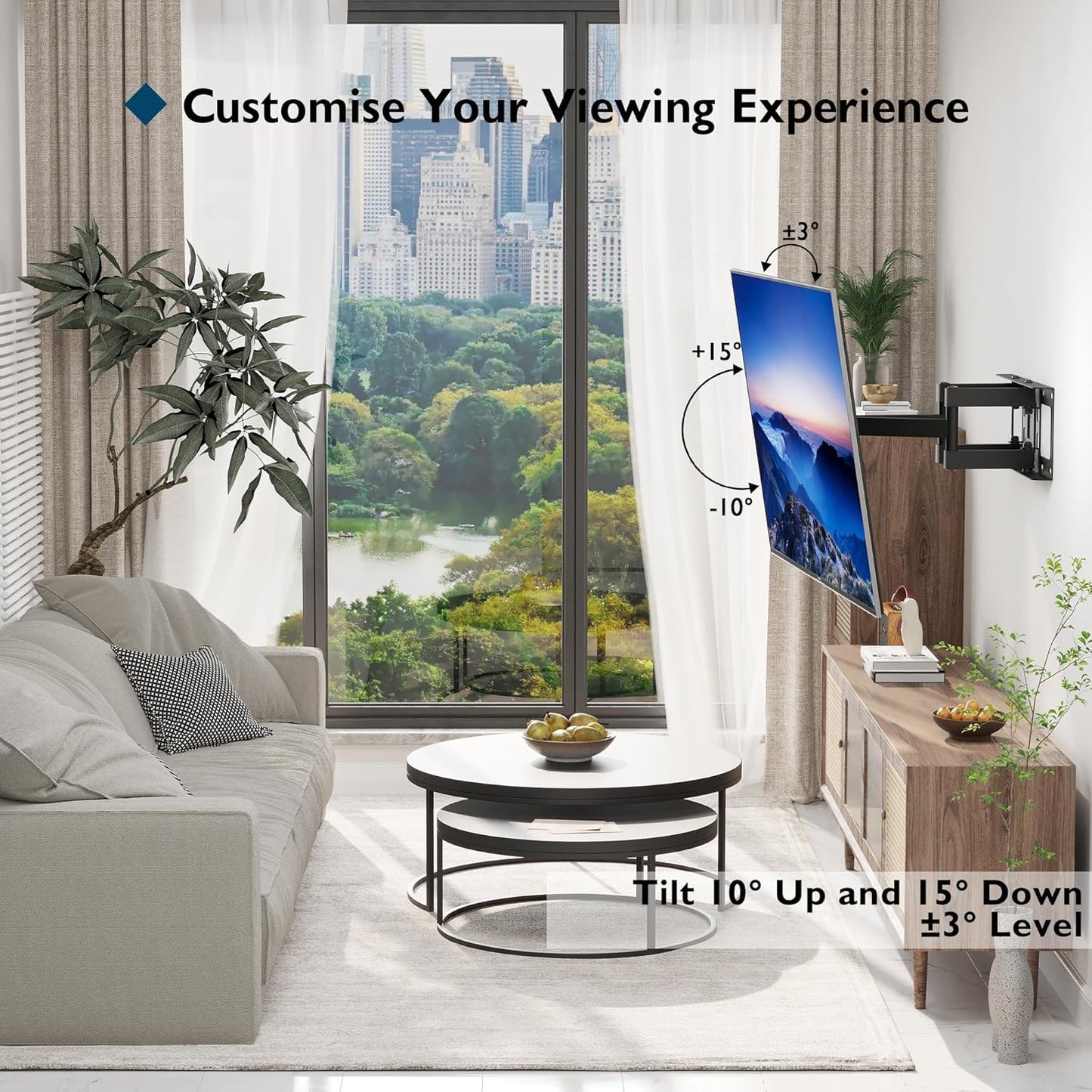 BONTEC 23-70 Inch 99 lbs, 400x400mm, 16" Full Motion TV Wall Mount for TVs, Hold up to Max VESA Swivel Tilt Dual Arms