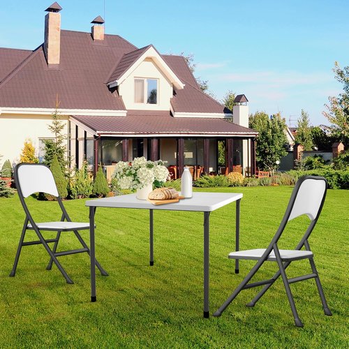 Kasunpul Folding Table - Portable 34" Square Card Table with Collapsible Legs & Carrying Handle | Ideal for Camping, Picnics, and Parties - White