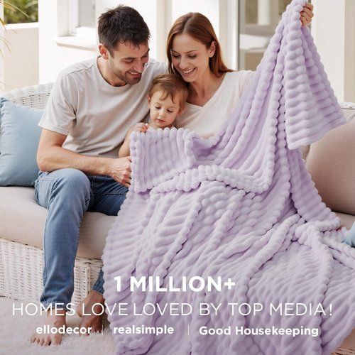 Bedsure GentleSoft Throw Blanket - Cozy Lavender Fog Design, Perfect for Couch, 50x70 Inches