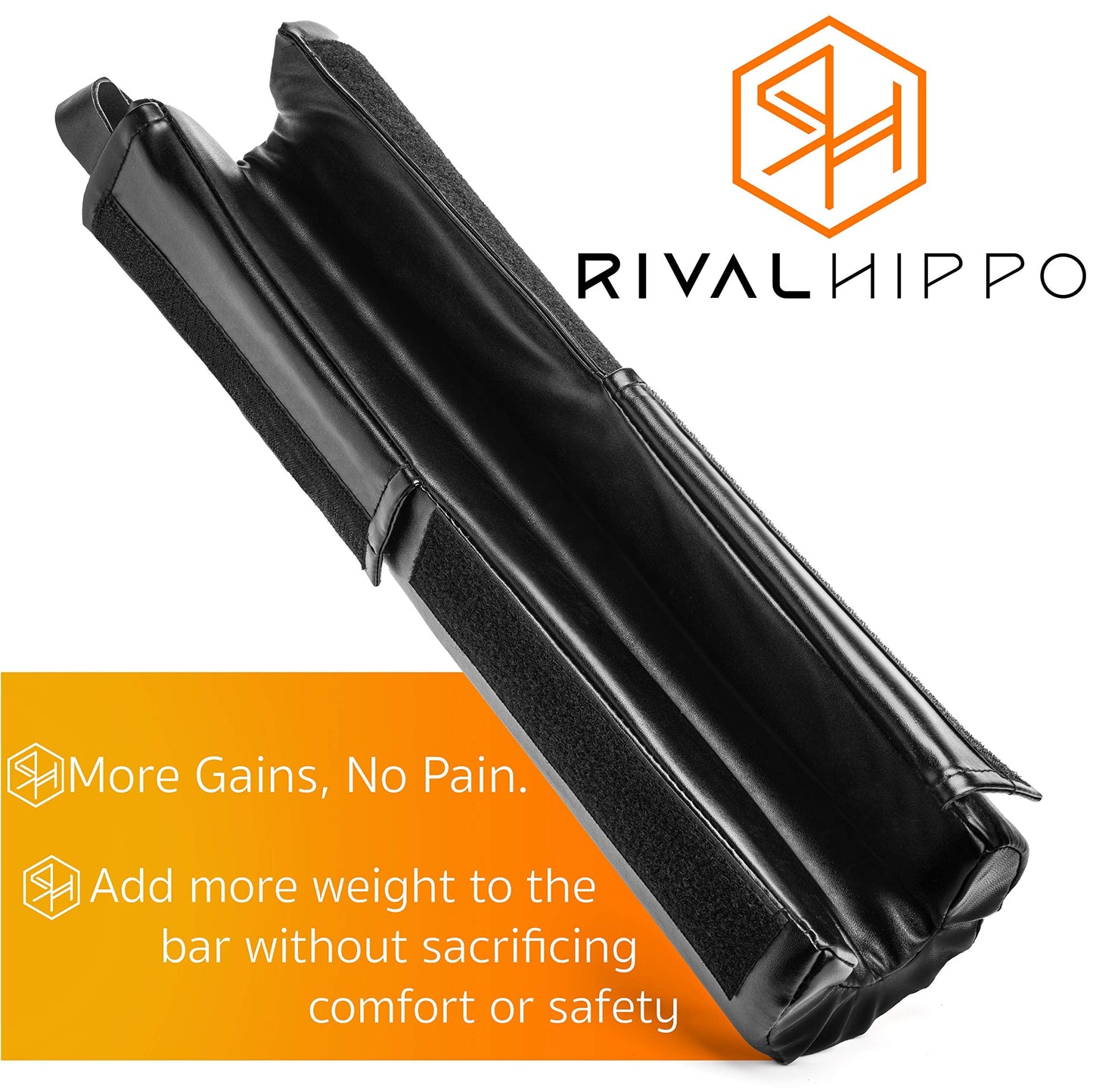 Premium Hip Thrust Pad and Squat Pad - Non-Slip Barbell Pad Stays in Place Secure, Bar Pad for Comfortable Squats Lunges Glute Bridges, Built-In Safety Straps, Reinforced PU Leather Cover - Olympic Bar and Smithmachine