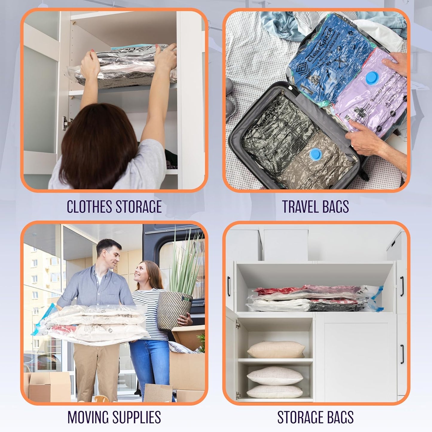 Skiennix Vacuum Seal Bags - Space-Saving Storage for Clothes & Blankets | 10 Small Bags with Hand Pump