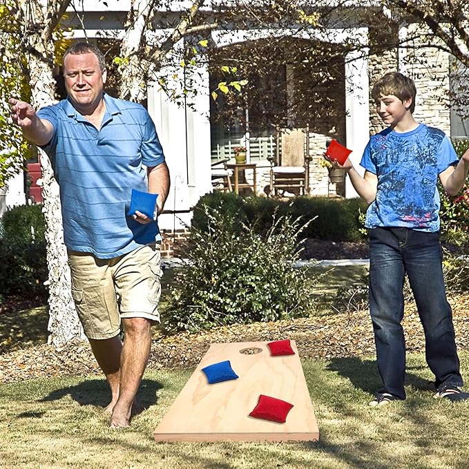 Maitys Cornhole Set 4 x 2 Feet Portable Yard Cornhole Boards Regulation Size, 2 Wooden Boards 8 Bean Toss Bags with Travel Carrying Bag for Outdoor Game Kids Adult