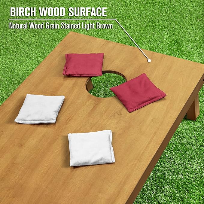 GoSports 4 ft x 2 ft Regulation Size Wooden Cornhole Boards Set - Includes Carrying Case - Full Regulation Size Bean Bag Toss Boards