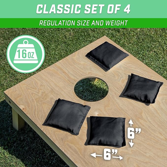 GoSports Classic Cornhole Bean Bags Set of 4-16 Colors Available - Regulation All Weather, Mix and Match