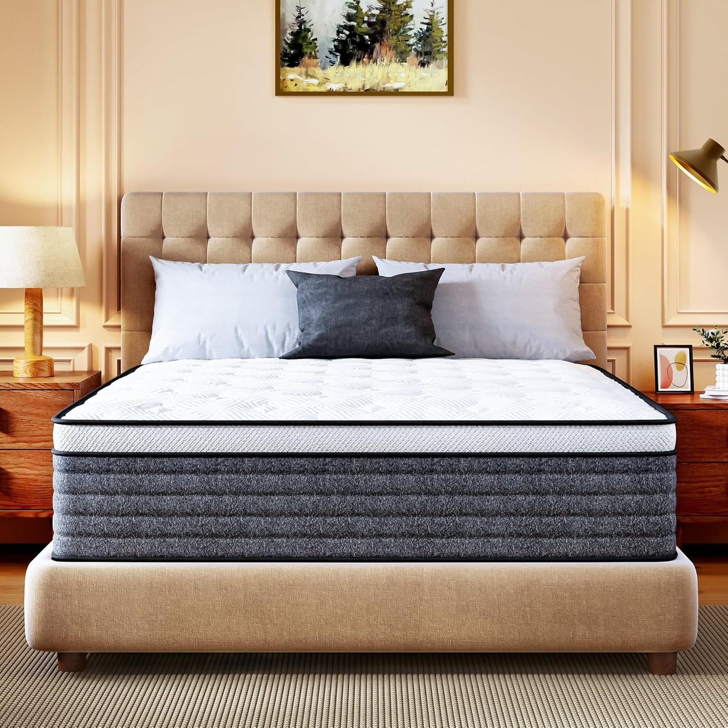 Skiennix Queen Mattress - 12 Inch Hybrid Design with Foam & Pocket Springs | Medium Feel, Pressure Relief