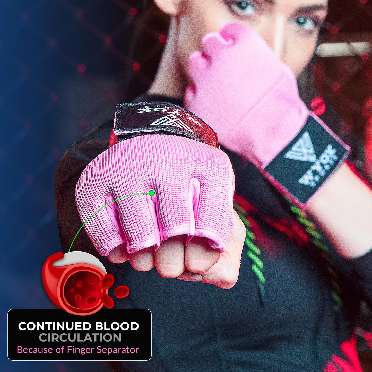 WYOX Gel Boxing Hand Wraps Inner Gloves for Men & Women – 80cm Quick Wrist Strap, Padded Knuckle Support, Fingerless MMA Muay Thai Kickboxing Wraps for Training, Punching & Martial Arts