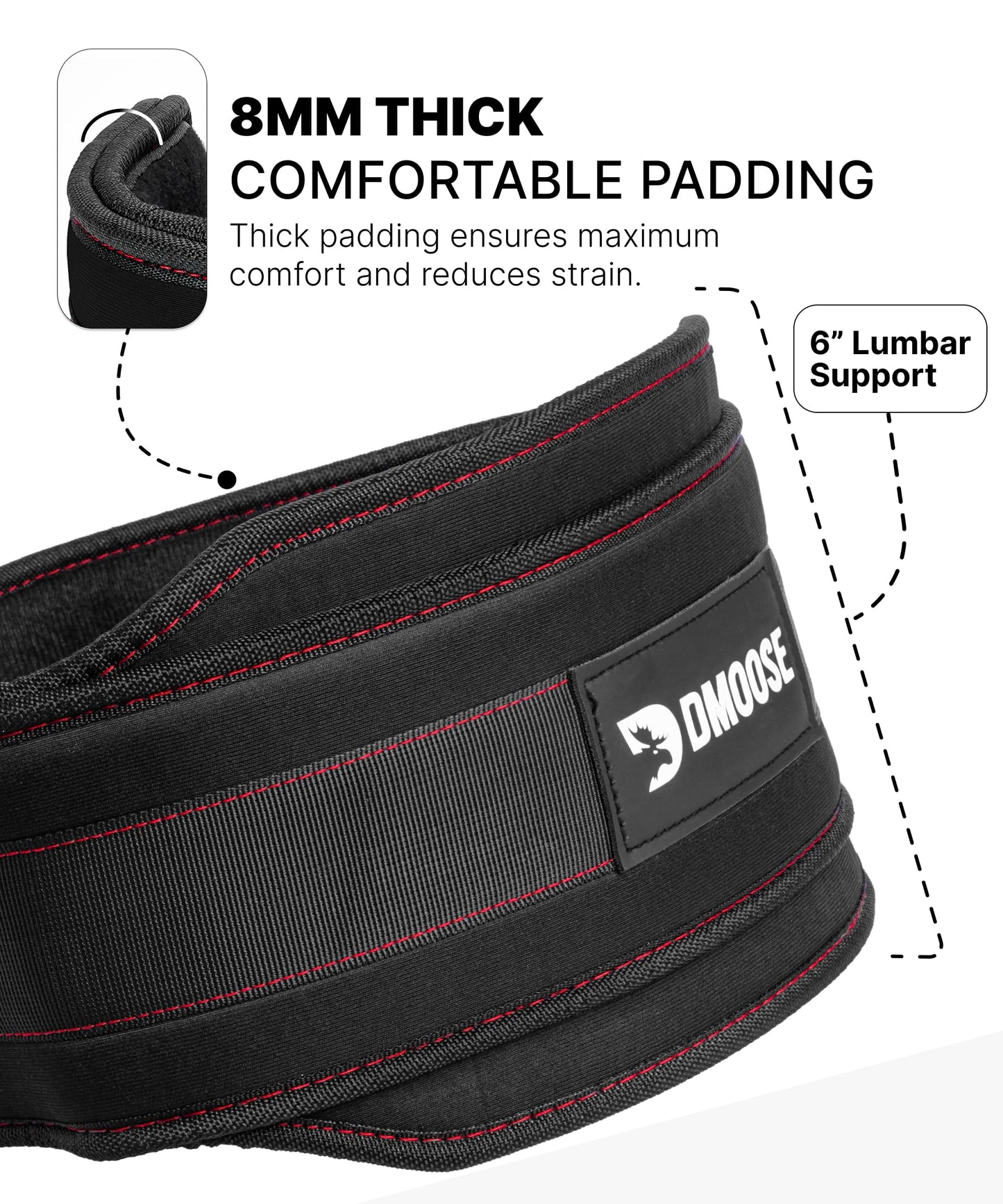 DMoose Fitness Dip Belt For Weightlifting - Weighted Pull Up and Squat Belt with Chain for Intense Workouts - Heavy Duty Stainless Steel Chain & Coated D-Ring - Weight Dipping Belt for Dips - Black
