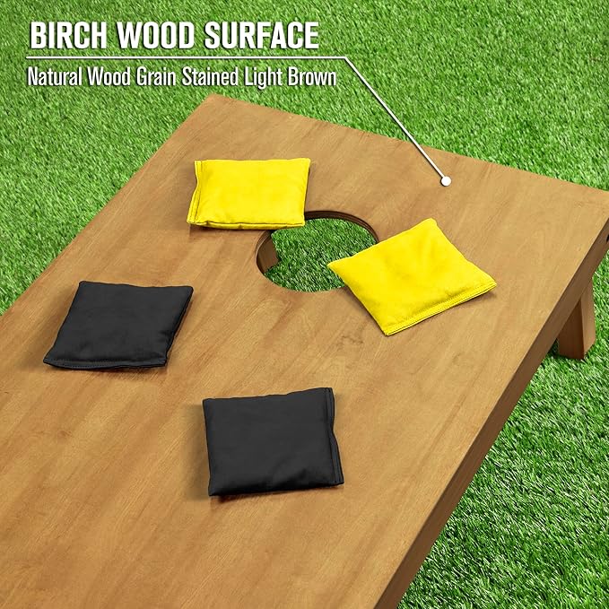 GoSports 4 ft x 2 ft Regulation Size Wooden Cornhole Boards Set - Includes Carrying Case - Full Regulation Size Bean Bag Toss Boards