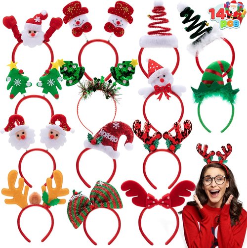 JOYIN 14 PCS Christmas Headbands - Festive Designs for Holiday Parties | One Size Fits All