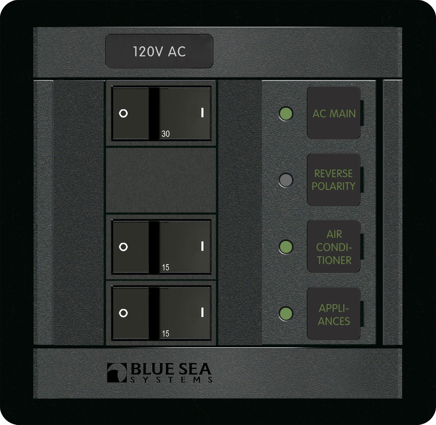 Blue Sea Systems 1214 120 Volt AC Main + 2 Positions,Black