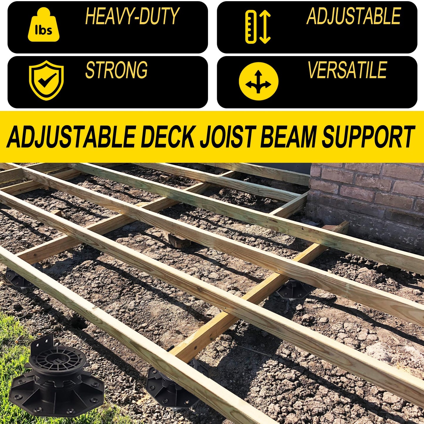 26-Pack Adjustable Pedestal for Tiles, Decking, Pavers - 40-70mm Height Range - Plastic Decking Supports - Effortless Leveling & Drainage - Deck Foundation Base Flooring Platform Joist Beams Support