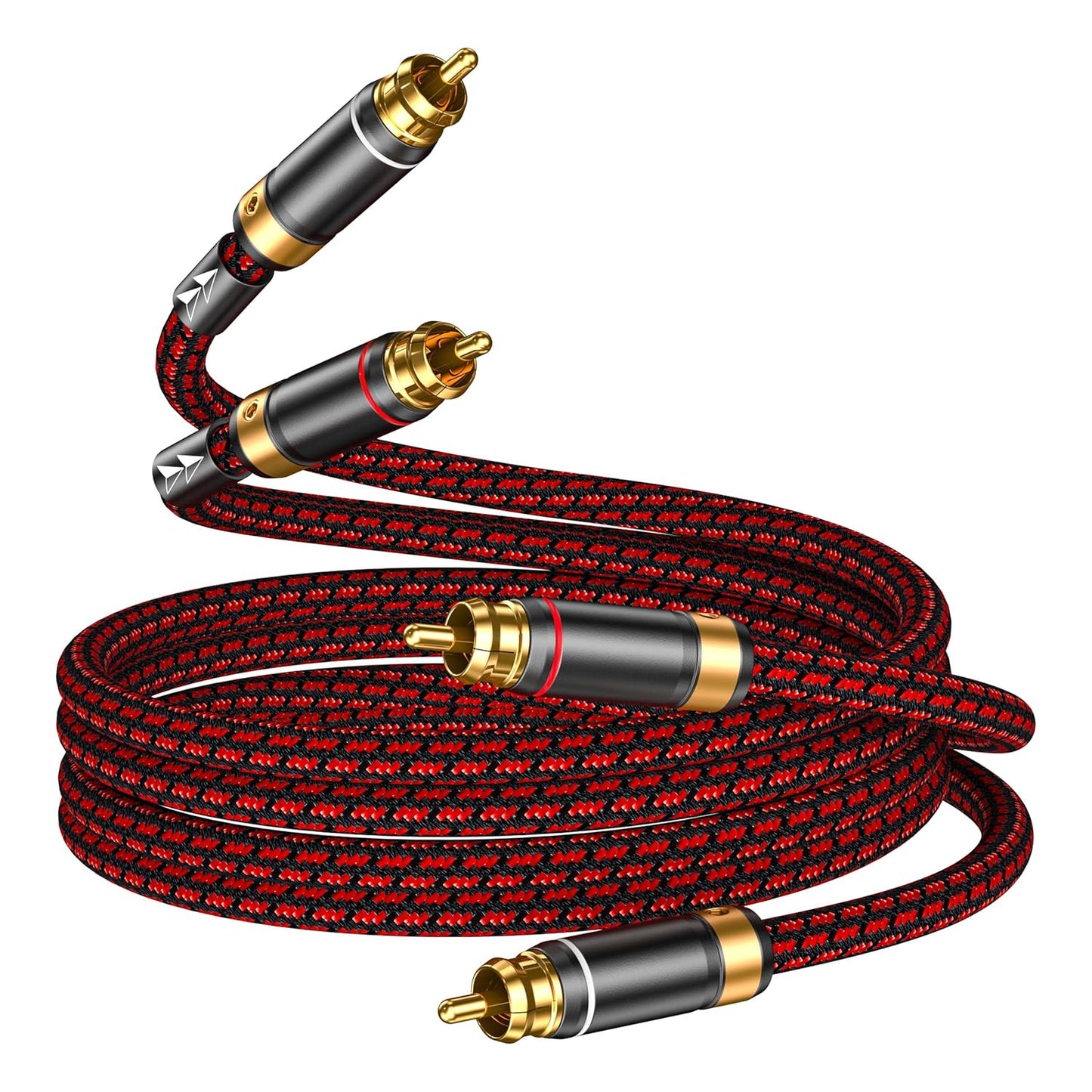 Hagietek 2 Systems,3.2FT RCA Audio Cable Audiophile Gold Plated Stereo Braided Subwoofer Cable Oxgen Free Copper