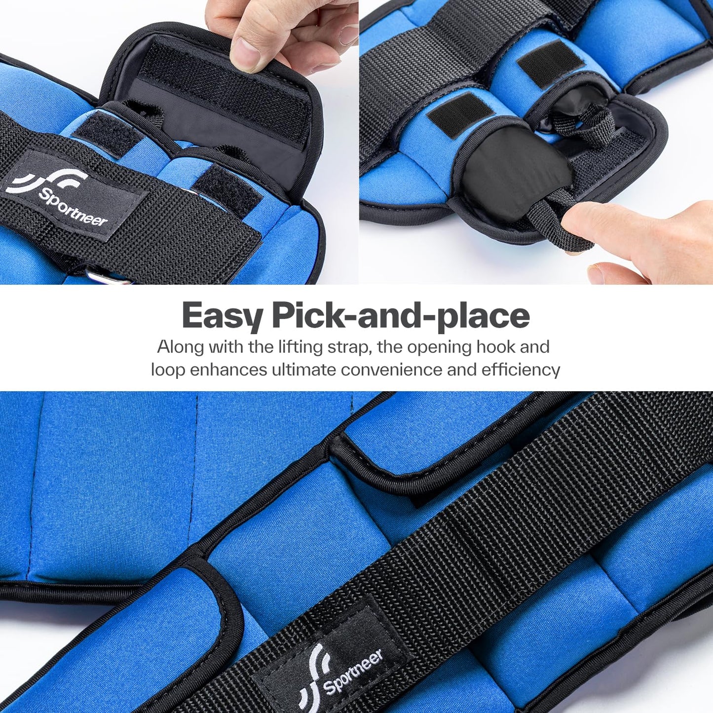 Sportneer Adjustable Ankle Weights: Upgraded Adjustable - Easy Pick & Place Leg Weights Cuffs Weights for Gym Fitness Yoga Walking Running Aerobics (Sapphire Glow, 5 lbs x 2)