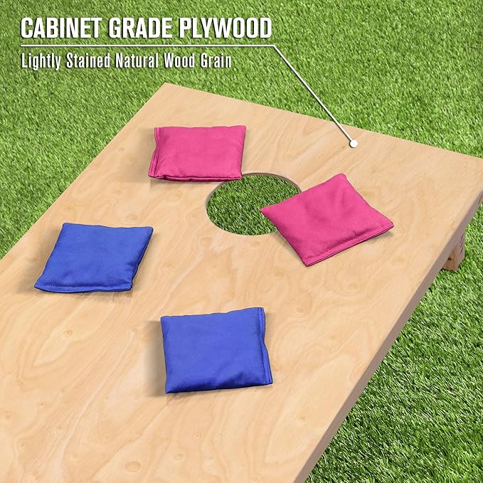 GoSports Regulation Size Wooden Cornhole Set with Natural Wood Finish - Includes Carrying Case
