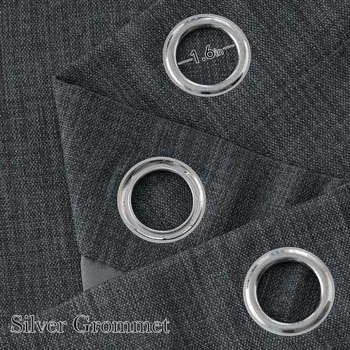 NICETOWN Blackout Curtains - Charcoal Gray Faux Linen Privacy Panels | 63-Inch Grommet Top, 2 Panels