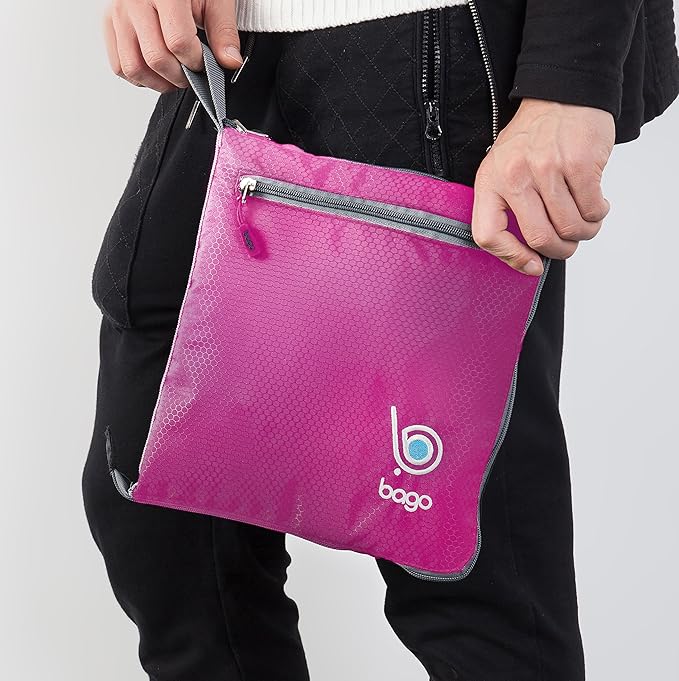 Bago Large Foldable Duffel Bags for Traveling Women & Men - 120L Packable Duffle Bag for Travel with Shoe Compartment - Water Repellant, Heavy Duty, Lightweight Folding & Collapsible (Pink)
