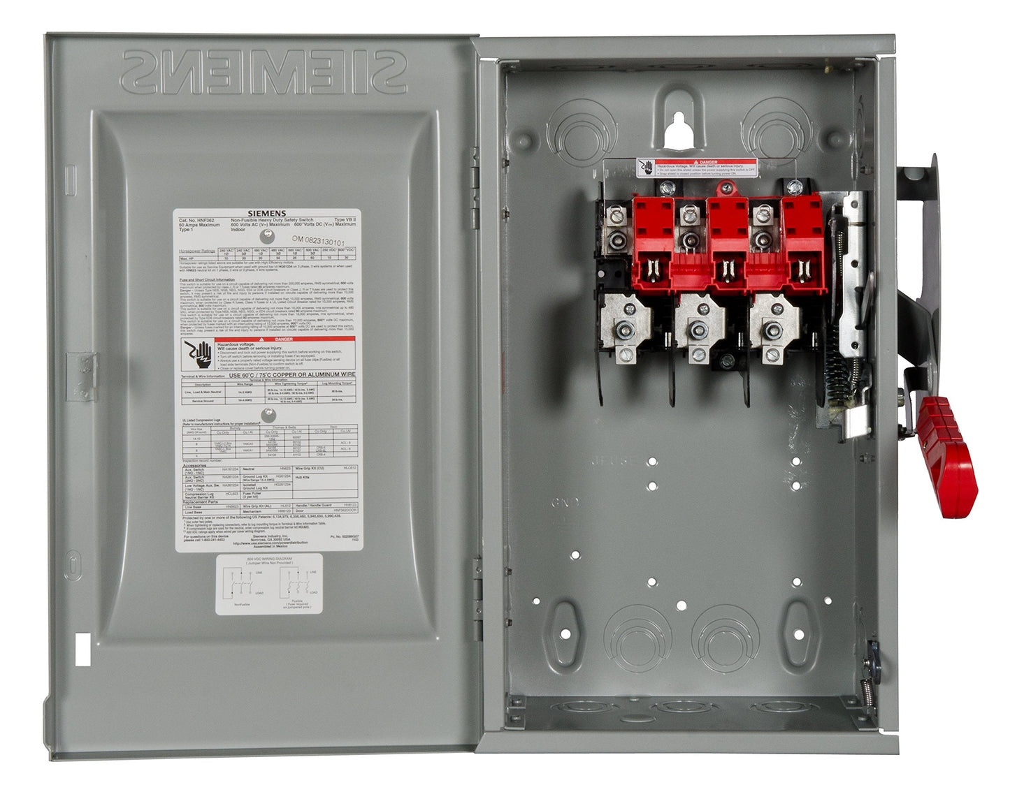SIEMENS HNF362 60-Amp 3 Pole 600-volt 3 Wire Non-Fused Heavy Duty Safety Switches