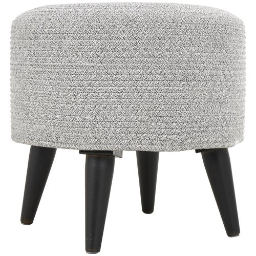 Deco 79 Polyester Living Room Stool Chevron Textured Ottoman with Black Wooden Legs, Foot Stool 17" x 17" x 17", Light Gray