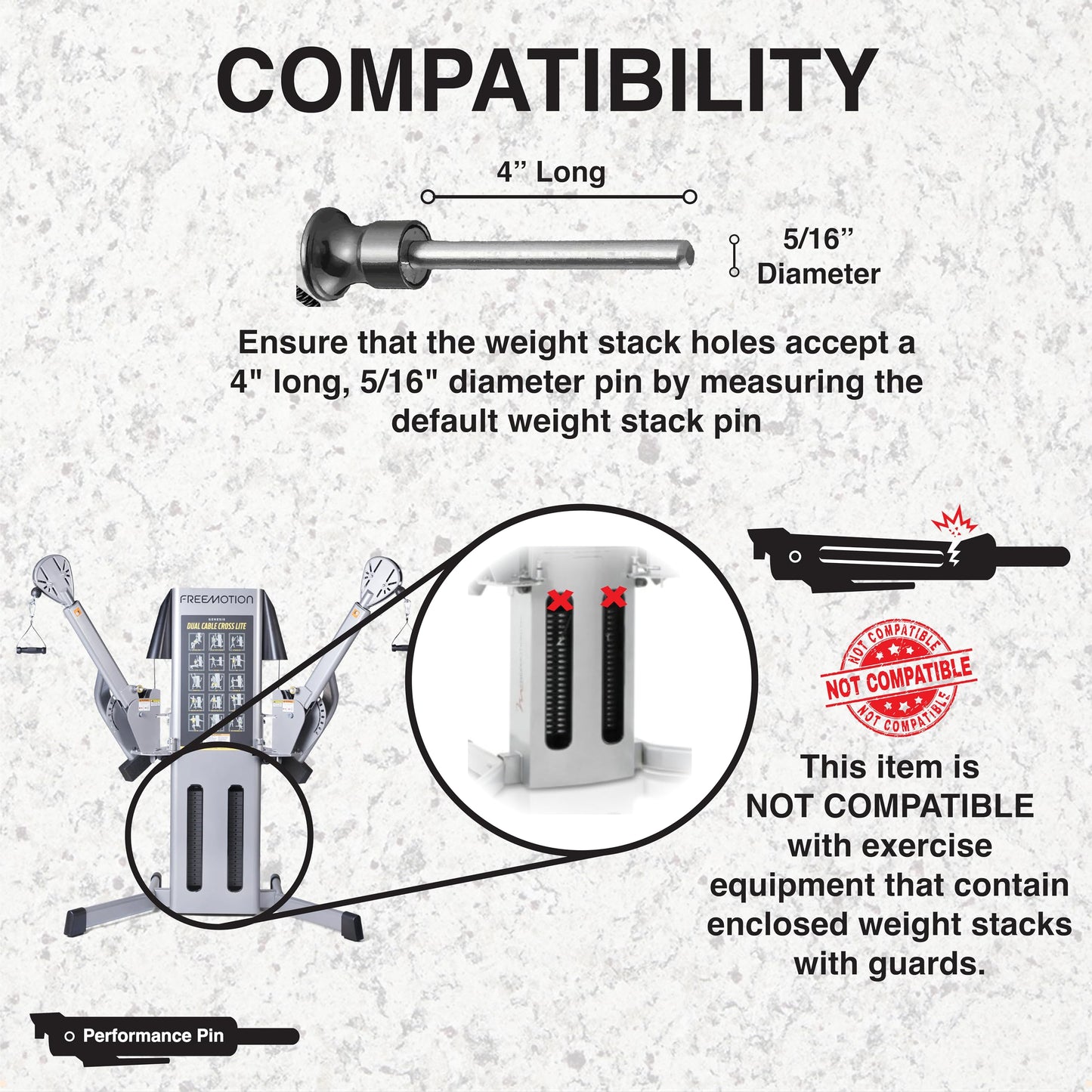 PERFORMANCE PIN The Original Drop Set Pins for Gym | One More Rep with Weight Stack Pins | Instant Transition to Lower Weights for More Reps | Proudly Made in America | 5/16" Pin | Red