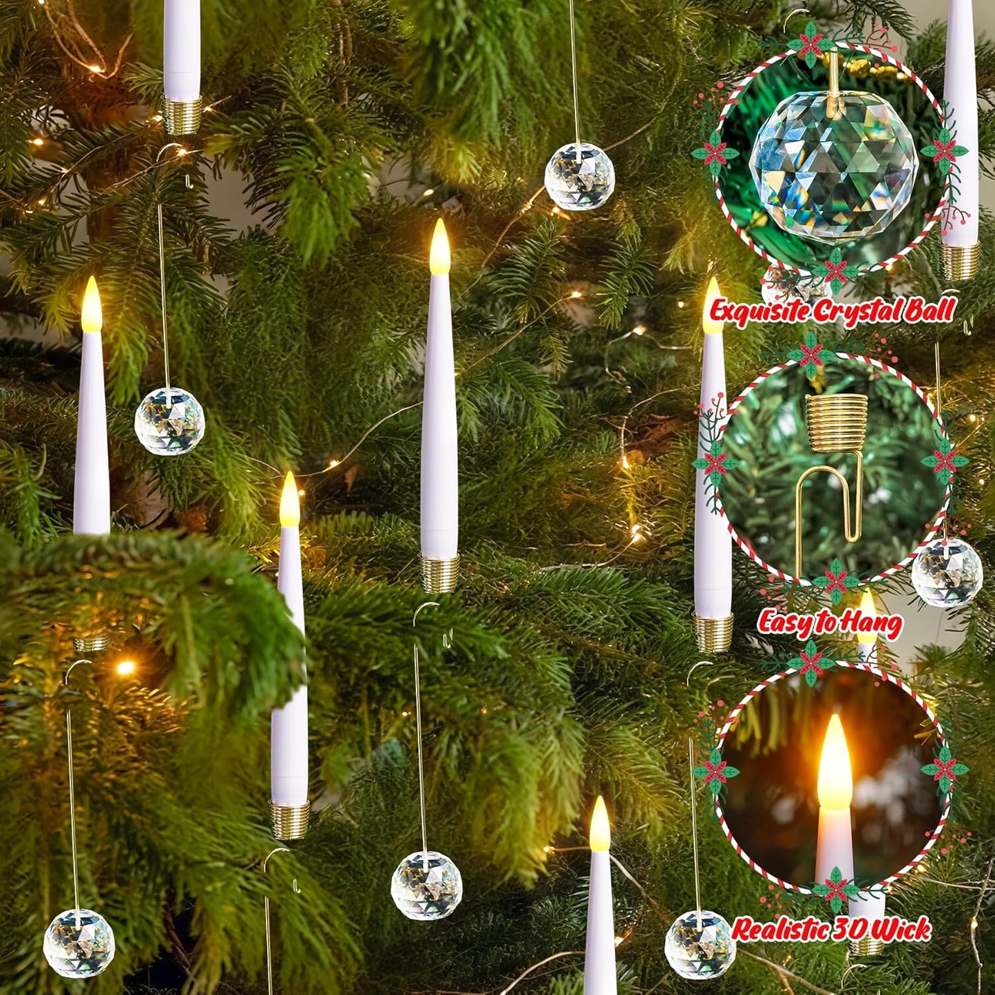 Yeelida LED Flickering Taper Candles - Pack of 12 Battery Operated Warm Light | 0.5" x 6" for Holiday Decor