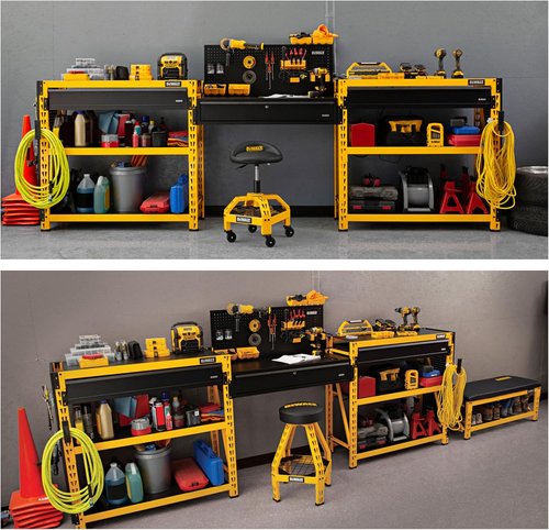 DEWALT Heavy-Duty 4-Foot Tall 3-Shelf Industrial Storage Rack - 4,500 lb Capacity, Metal Shelving