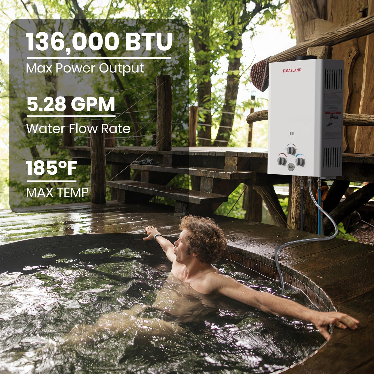 GASLAND 5.28 GPM Outdoor Tankless Liquid Propane Water Heater,136,000 BTU High Efficiency On Demand Hot Water Heater for Large Group, Off Grid, Mobile Home, Outdoor Kitchen, BE528