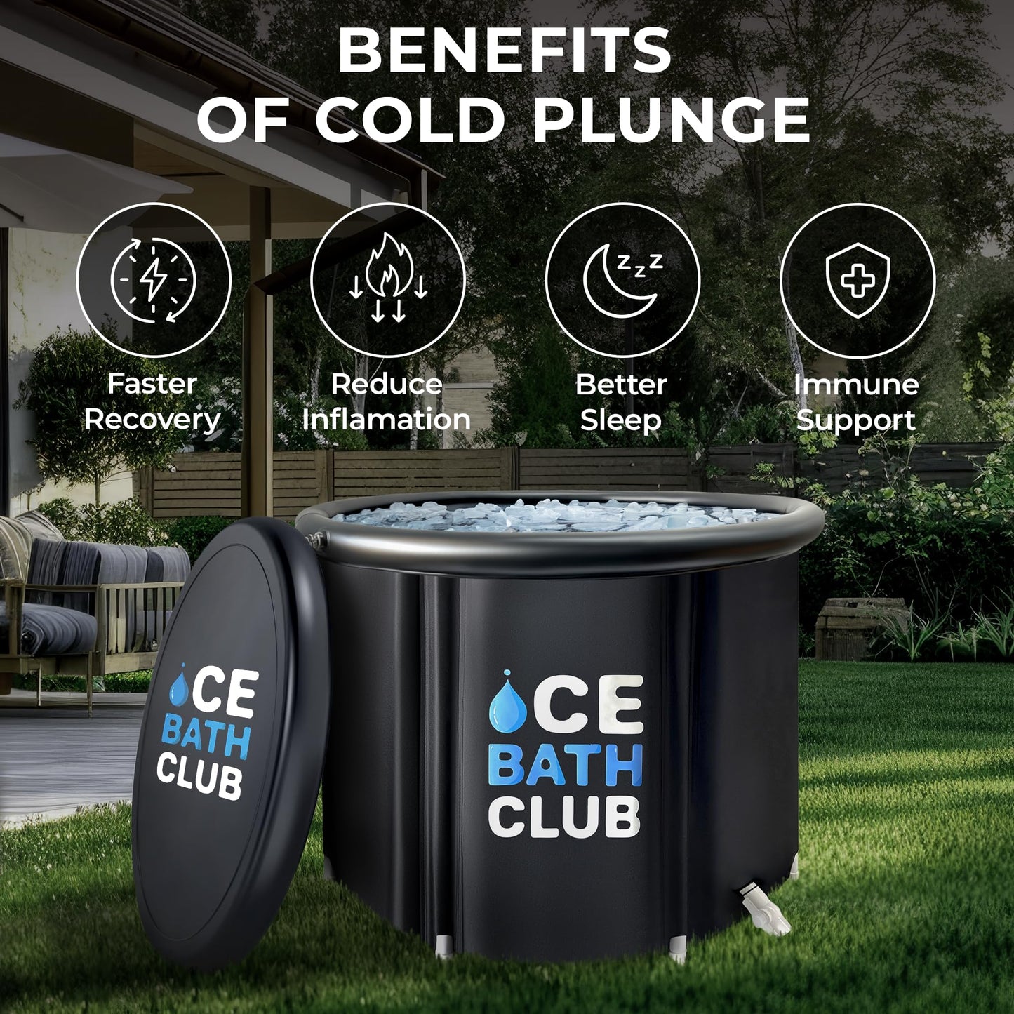 Portable Ice Bath Tub |116 Gallons Cold Plunge Tub for Athletes & Adults | Indoor and Outdoor Large Cold Plunge Tub for Cold Immersion Therapy and Rapid Recovery | Inflatable and Easy Setup | Black