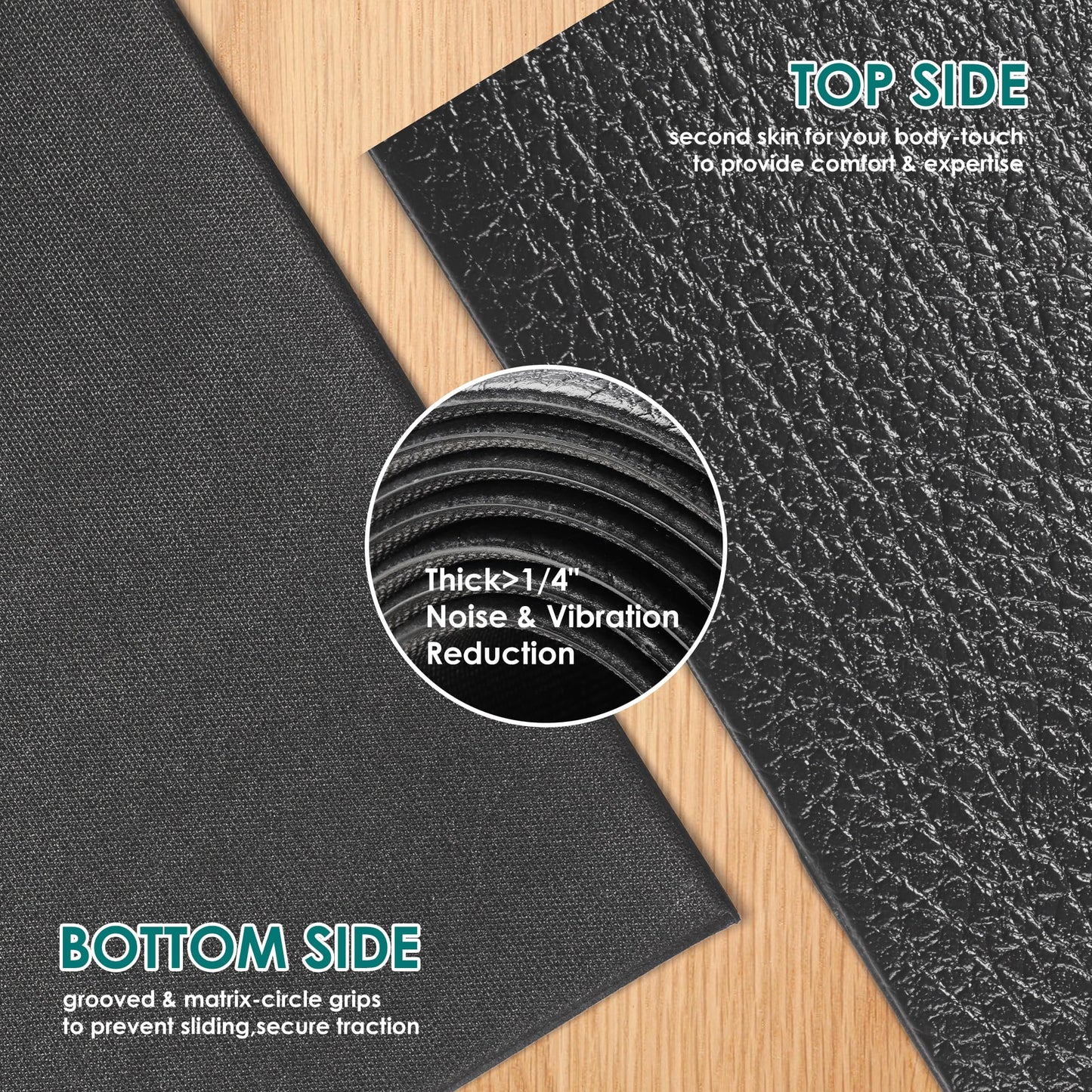 BesWin Large Exercise Mat, 8' x 4'x 1/4" Extra Durable Workout Mats for Home Gym Flooring, High-Density Gym Mats Cardio Mat for Jump Rope, MMA, Stretch, HIIT, Shoe-Friendly, Non-Slip, Non-Toxic