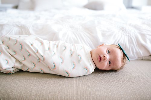 Copper Pearl Large Premium Knit Baby Swaddle Receiving Blanket Rainbows Daydream