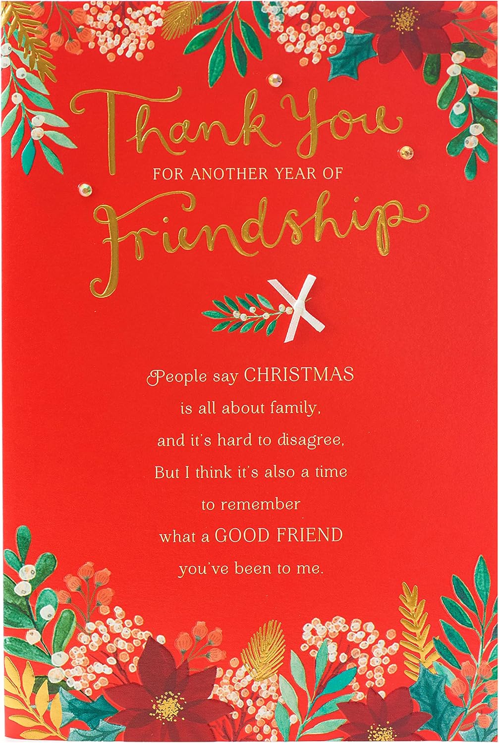 UK Greetings Friendship Christmas Card - Heartfelt Holiday Wishes - Multi-Color Design