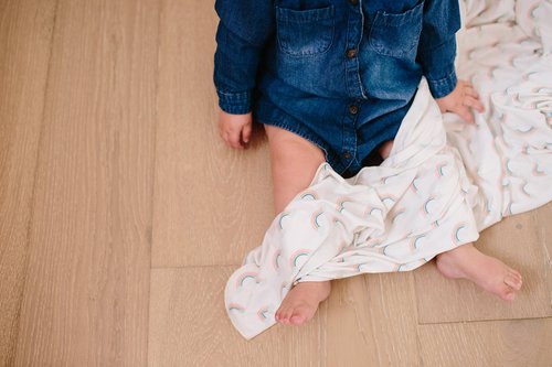 Copper Pearl Large Premium Knit Baby Swaddle Receiving Blanket Rainbows Daydream