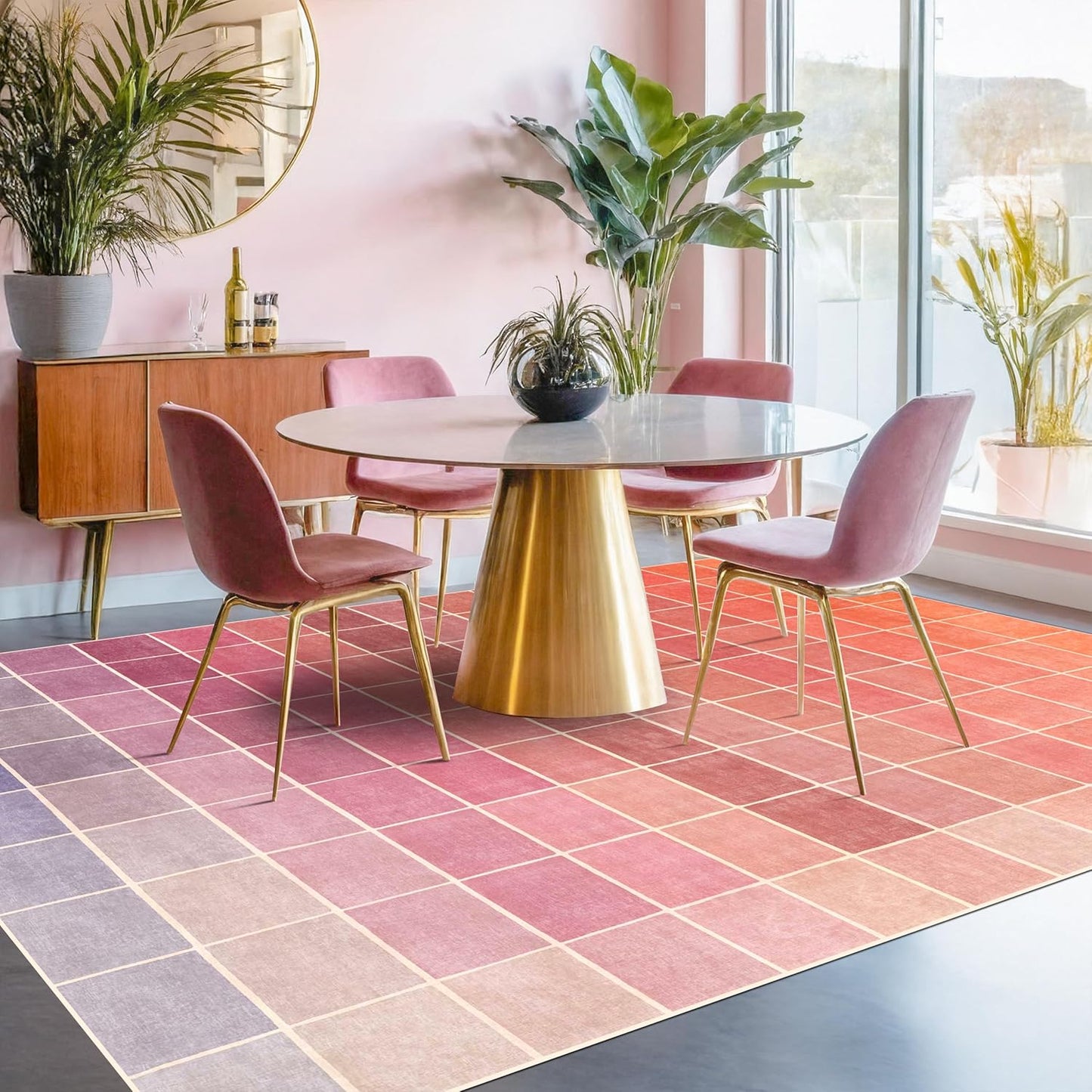 Skiennix Mid Century Modern Ombre Rug - Colorful 6x9 Washable Area Rug for Living Room & Nursery