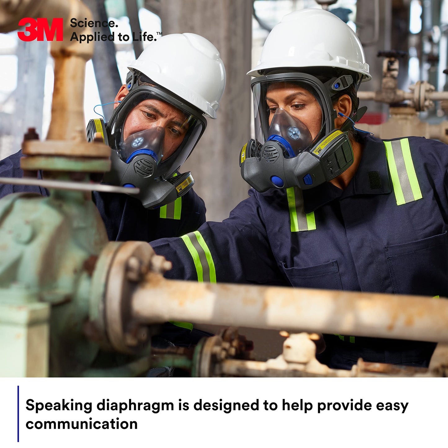 3M Secure Click Full Face Reusable Respirator with Large Lens, Speaking Diaphragm and Push Button Seal Check, FF-802, Painting, Sanding, Chemical Clean-up, Sawing, Medium