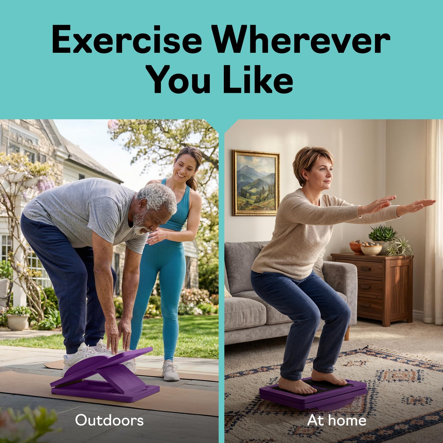 Slant Boards for Exercise – Slant Board with 7 Incline Angles – Transforms Into a Balance Board – Premium Calf Stretcher and Wobble Board for Effective Calf Stretching and Squats